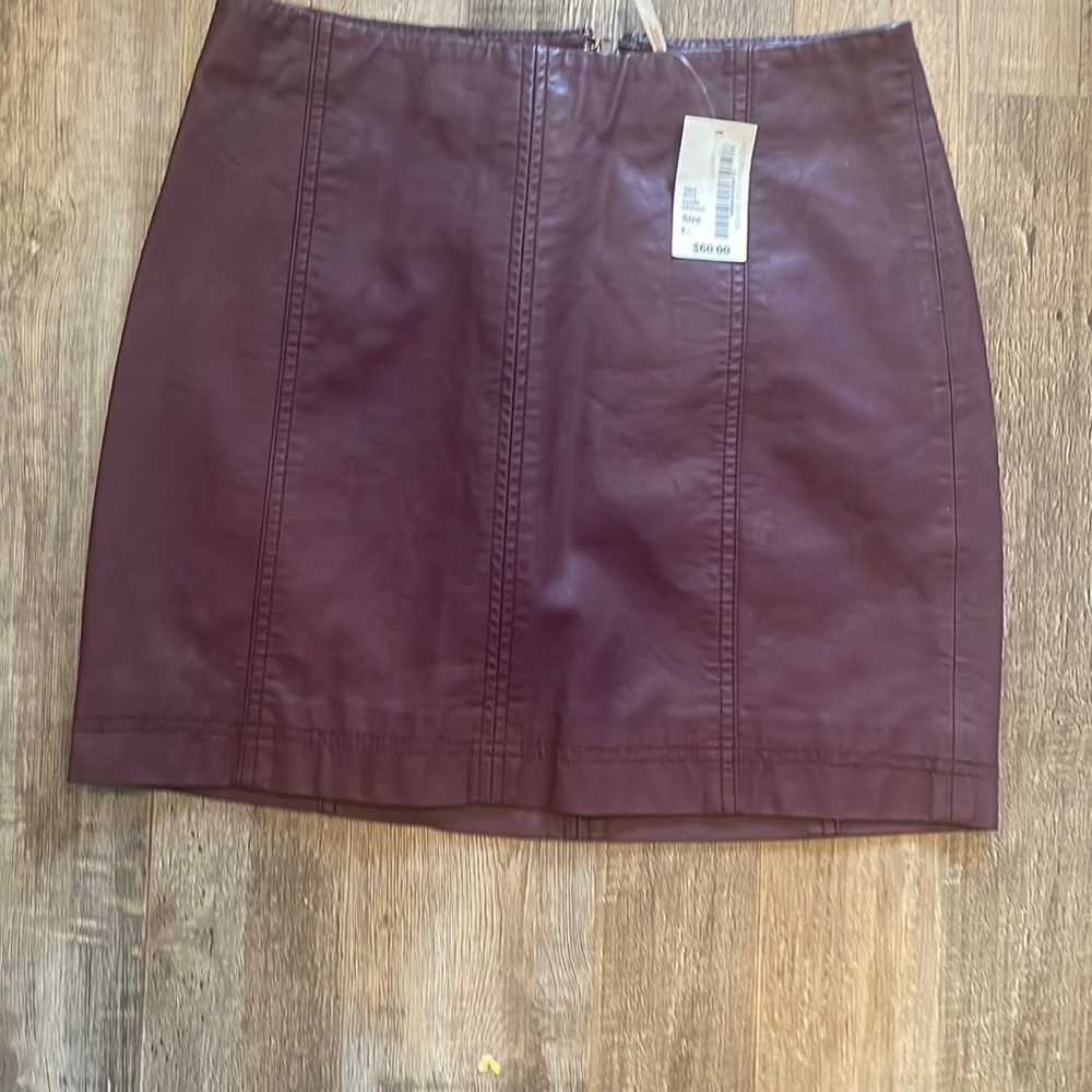 Free  People pleather mini skirt eggplant size 6
